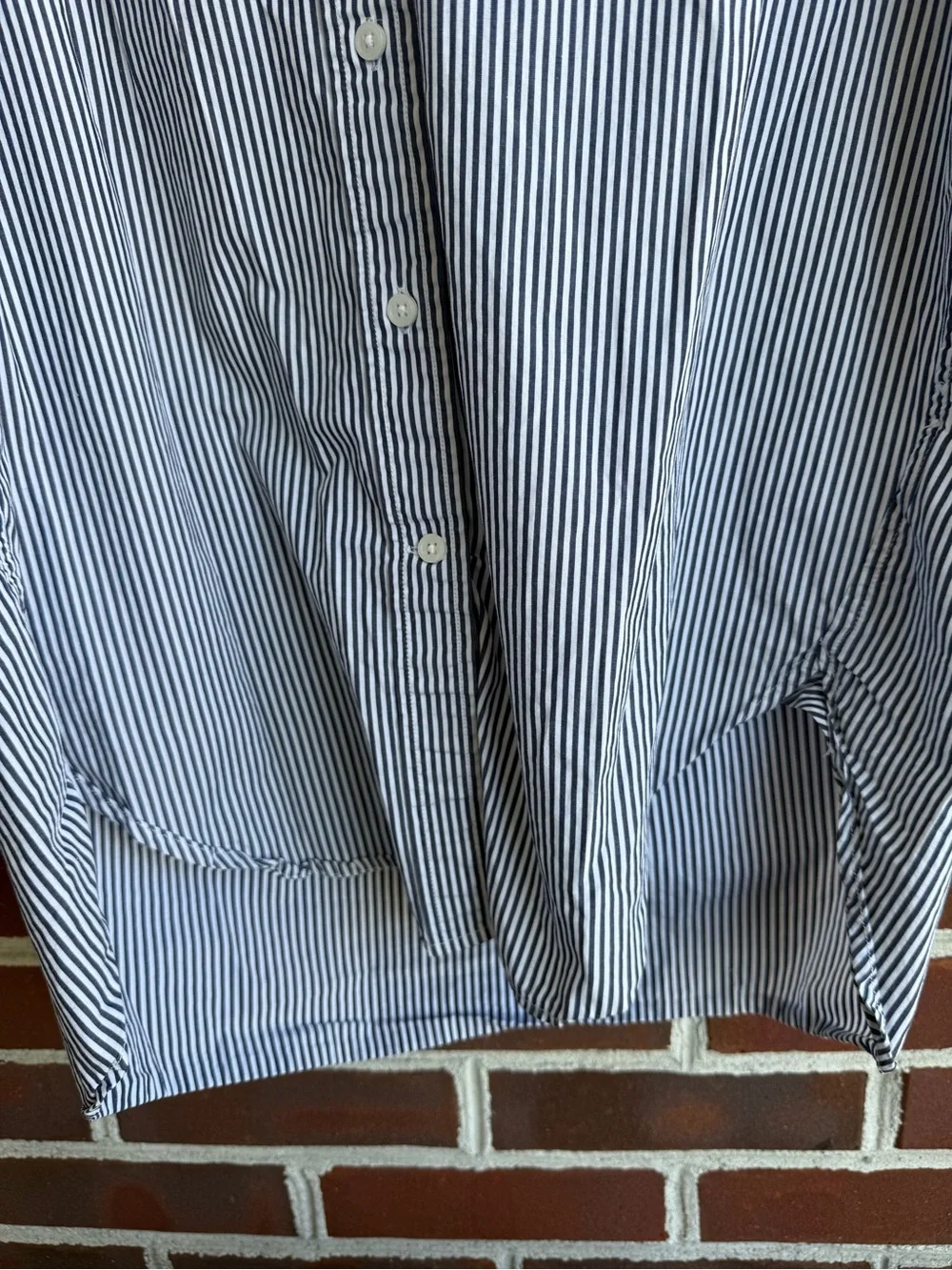 J. Crew Blue and White Vertical Stripe Button-Down Shirt Size 8